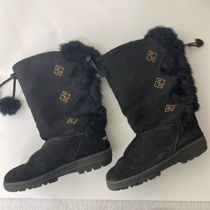 Minnetoka Black Suede Boots Size 6